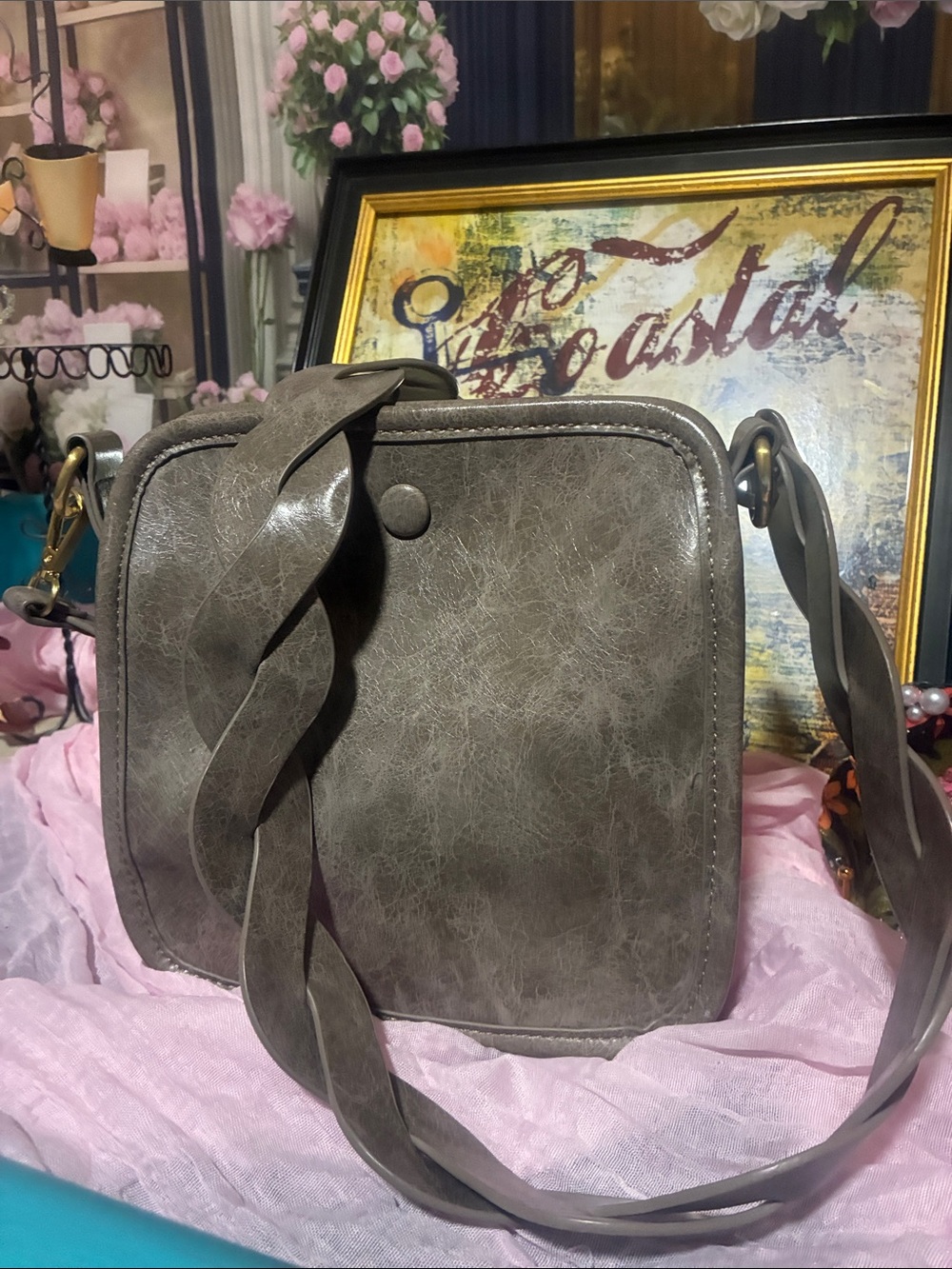 Anthropologie - Gray Crossbody Shoulder Bag